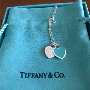 Tiffany & Co Double  Blue Heart Necklace